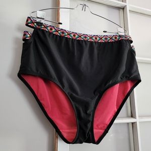 Cacique Plus Swim Aztec Trim High Waisted Suit Bottom 20